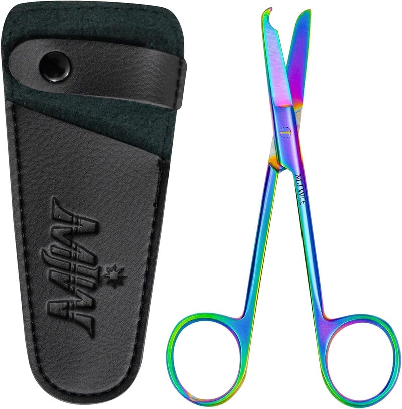MJW Stainless Steel Suture Stitch Scissors with Multicolor/Rainbow Titanium Coating - Precision Trimming Scissors for Embroidery, Cross-Stitch, Quilting, Sewing, DIY Crafts Enthusiasts and More - Image 1